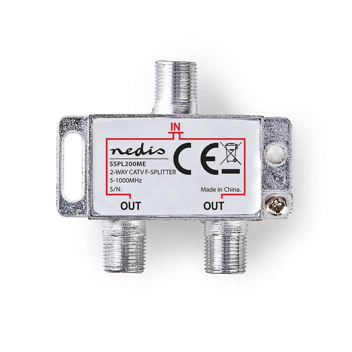 CATV Splitter | 5 - 1000 MHz | Insertion loss: 4.2 dB | Number of outputs: 2 | 75 Ohm | Zinc