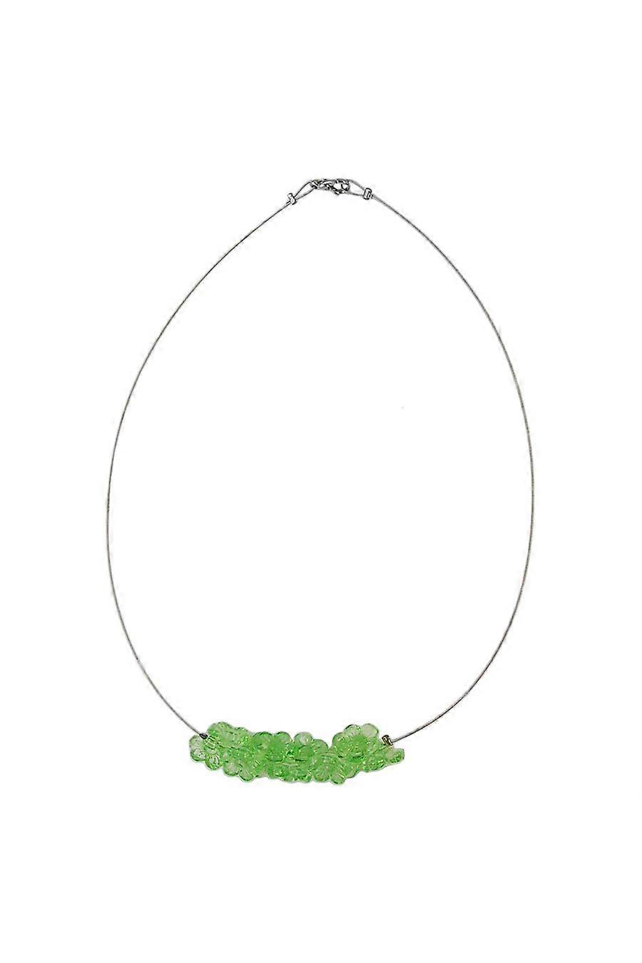Necklace Flower Beads Green Transparent - Gl06070