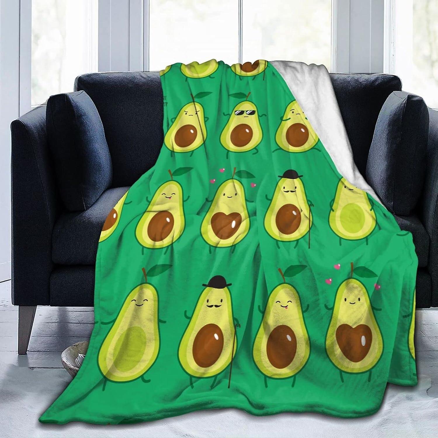 Kerota Couverture Plaid Avocat Flanelle Couverture Douce Confortable Couverture Lavable pour Canapé