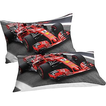 XiaopangXY Housse De Couette Ferrari Formula Racing - Parure De Lit Imprimée 3D Avec Fermeture Éclair, Taies D'Oreiller, Lavable
