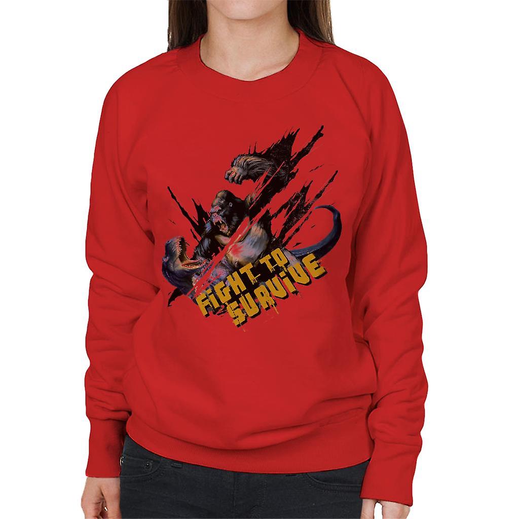 King Kong Vs T Rex Fight To Survive Women's Sweatshirt