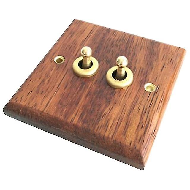 86 Type Solid Wood Panel Switch Wall Light Retro Brass Toggle Switch Wood Grain Electrical Switch Socket