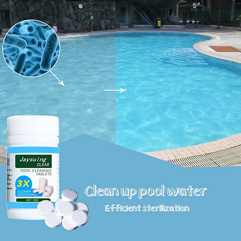 100pcs/Bottle Pool Cleaning Effervescent Chlorine Tablets Cage Disonfectant