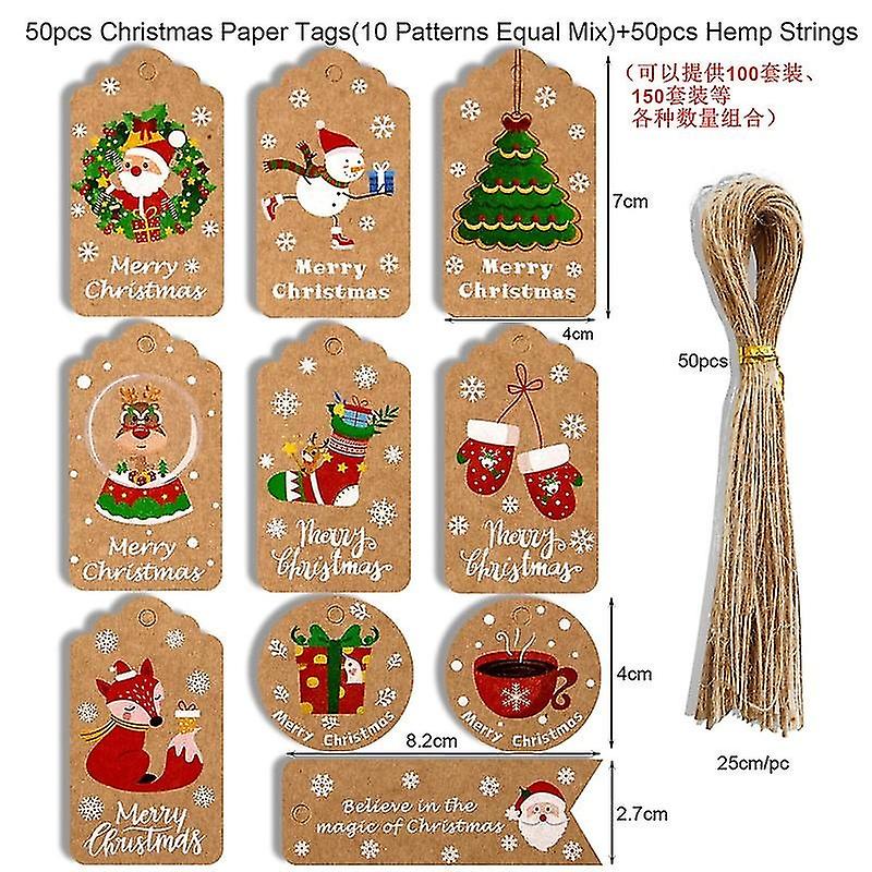 100pcs Christmas Gift Tags - Kraft Hang Tags with String (1)