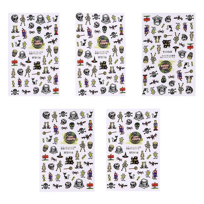 5sheets Halloween Nail Stickers For Halloween Decorations