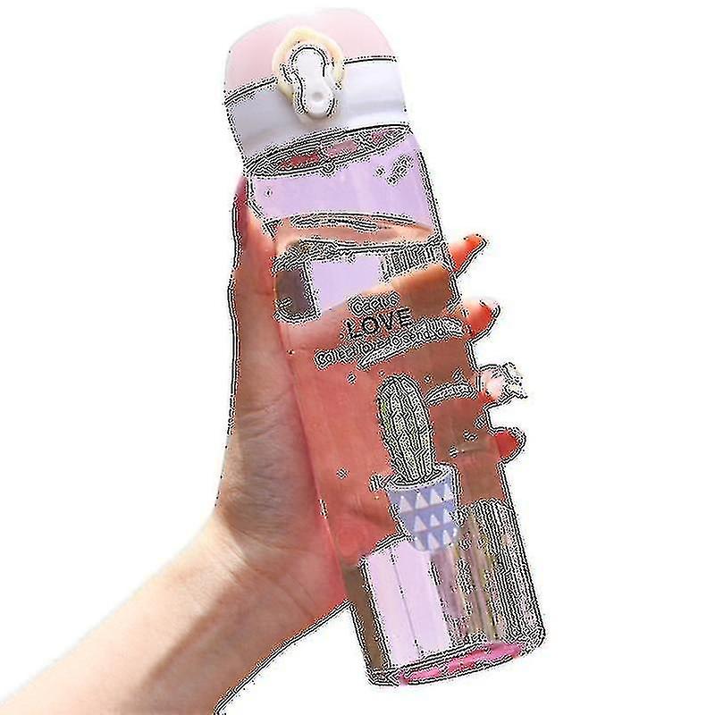 (500mlピンクA)スポーツウォーターボトル屋外ウォーターボトルストロープラスチックポータブルウォーターカップキャンプ