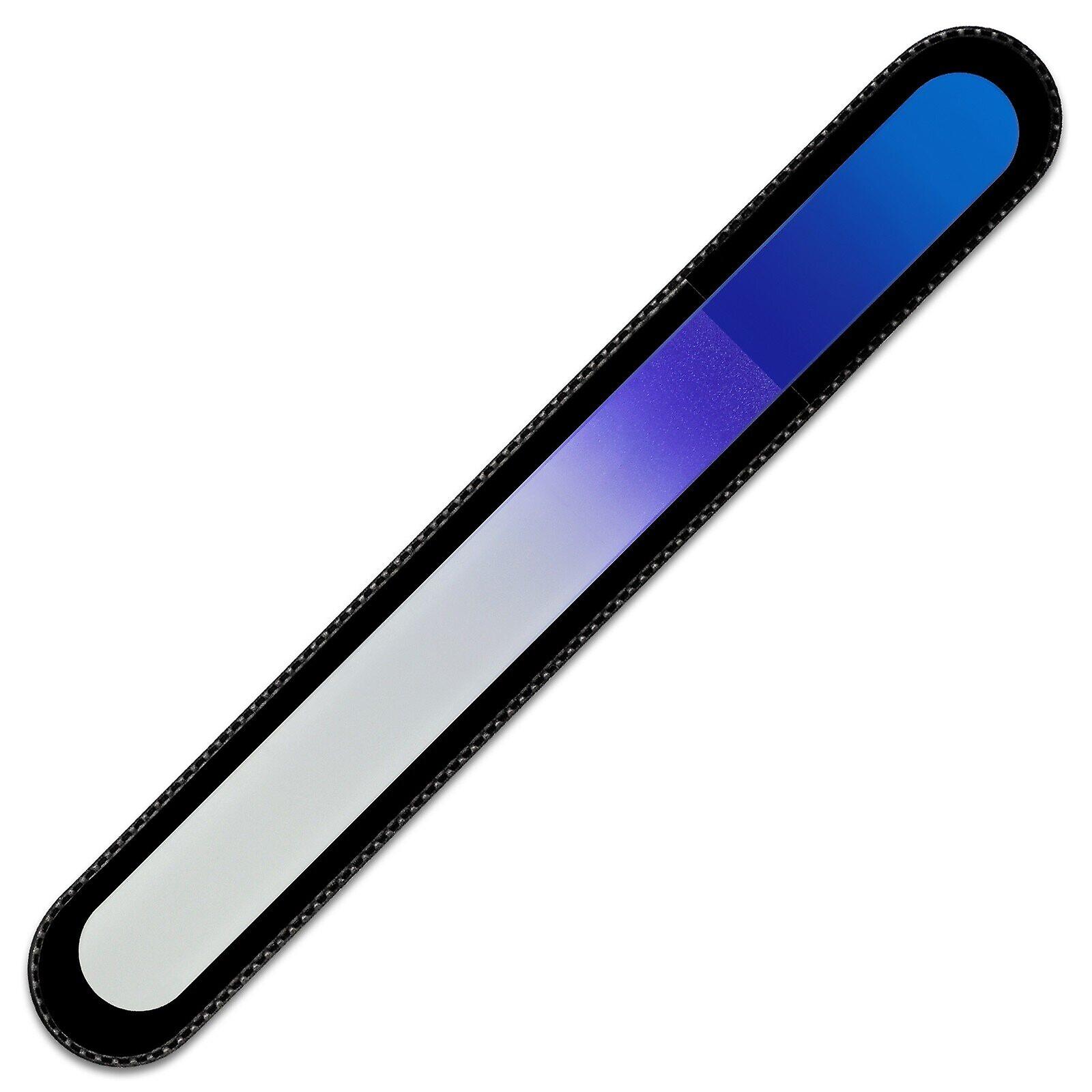 Large Rainbow Glass Nail File R-B4 - Aqua Cobalt