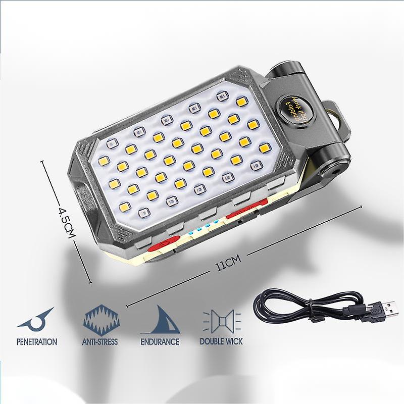 Foldable Cob Led Work Light Portable Usb Rechargeable Flashlight Waterproof Torch Magnetic Base Work Lamp Camping Light