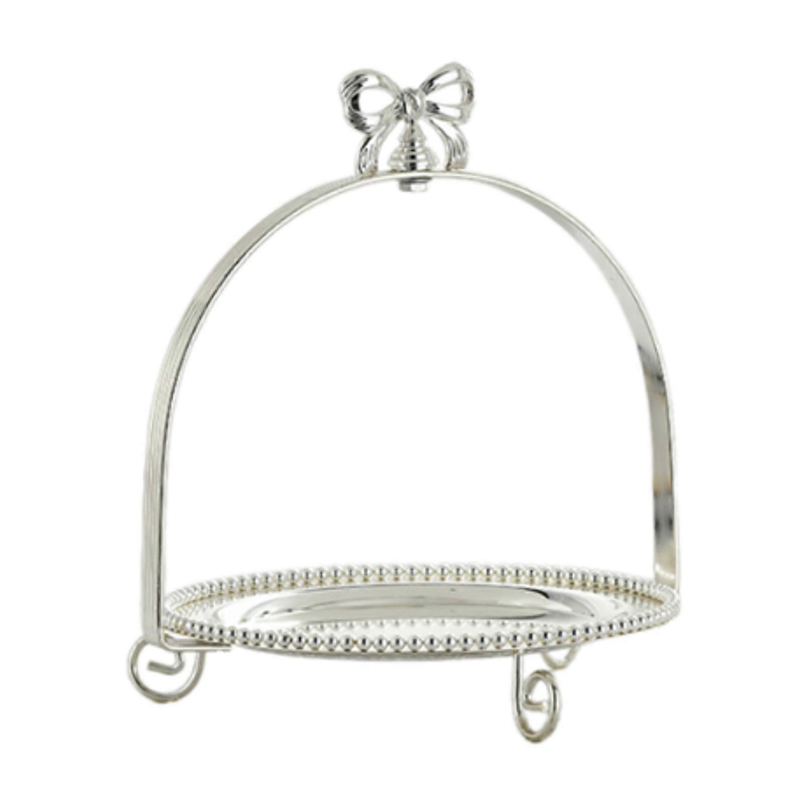 Cupcake Stand with Carry Handle Elegant Dessert Serving Plate for Home Event Silver Single Layer