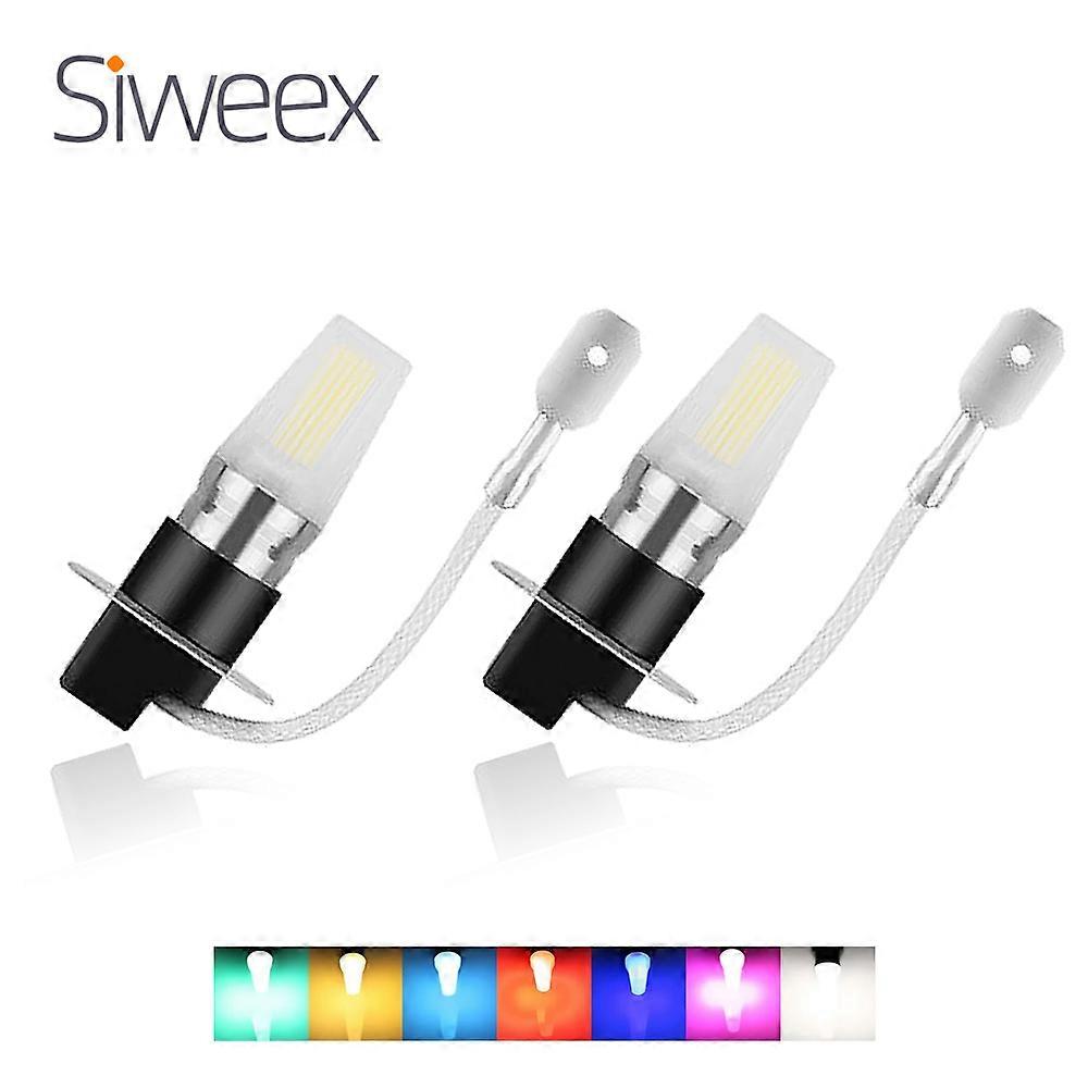 2 Pcs H1 car light H3 COB Auto LED Bulb Fog Driving Running Lamp 12V DC White Red Blue Yellow Green Pink