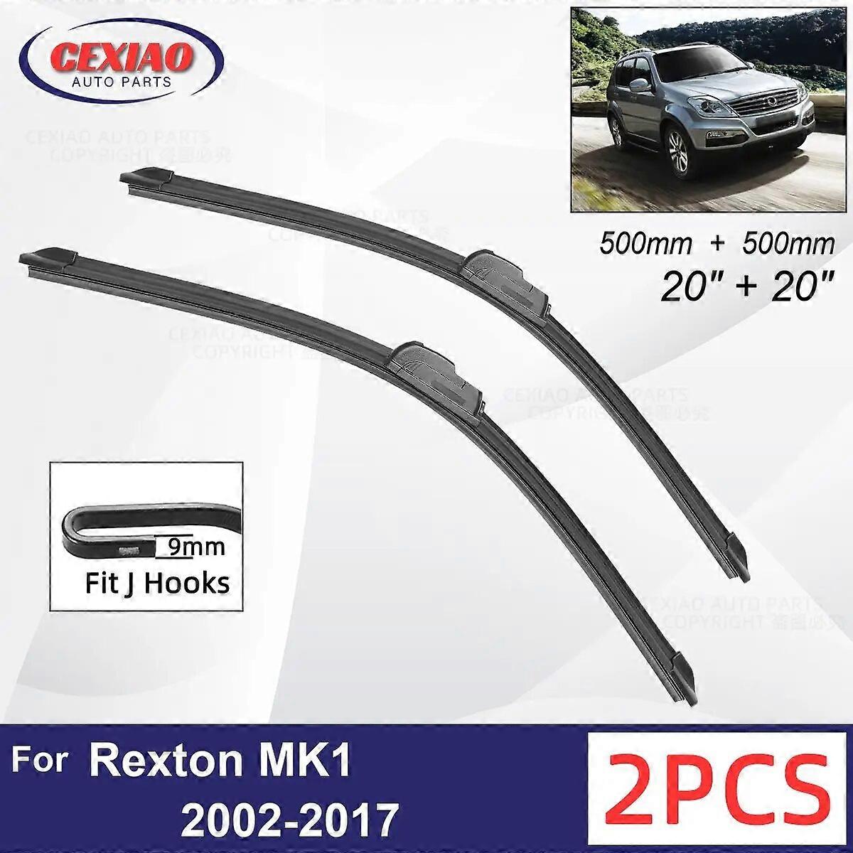 Car Wiper For SsangYong Rexton MK1 2002~2017 Front Wiper Blades Soft Rubber Windscreen Wipers Auto Windshield 20"+20" 500mm FN9U7130