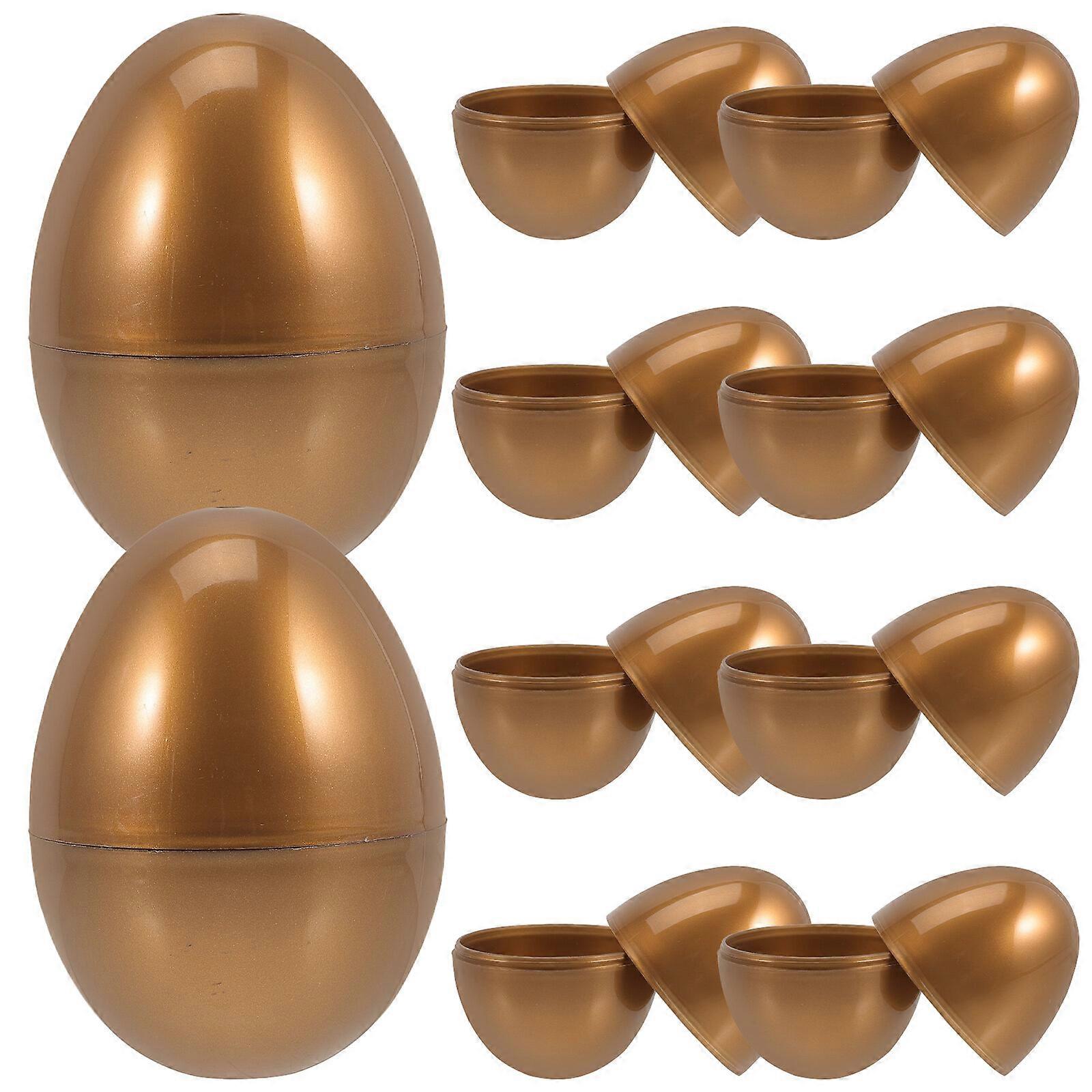 10pcs Golden Plastic Easter Eggs Fillable Easter Eggs Easter Egg Shape Candy Boxes
