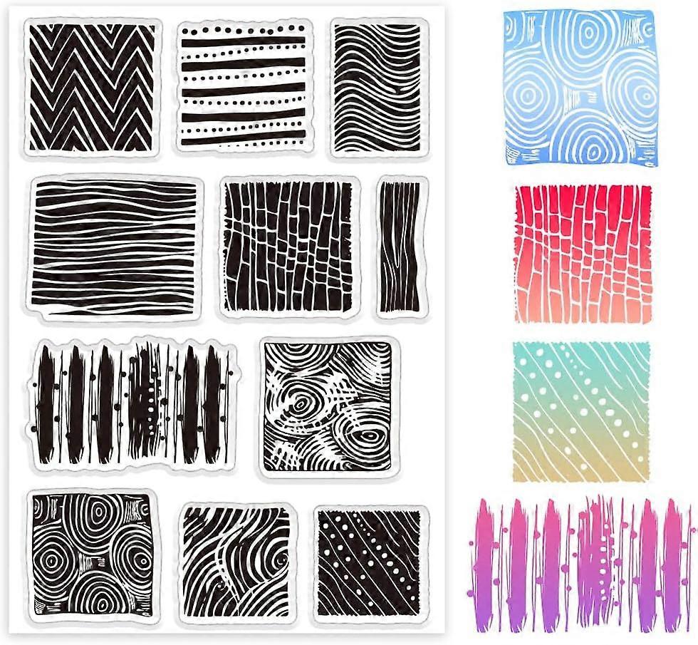 Texture Clear Stamp 11 Styles Stripes Silicone Stamp Gradient Print Texture Transparent Rubber Stamp Seal Paper Stamps for Card Making Photo Albums Ho