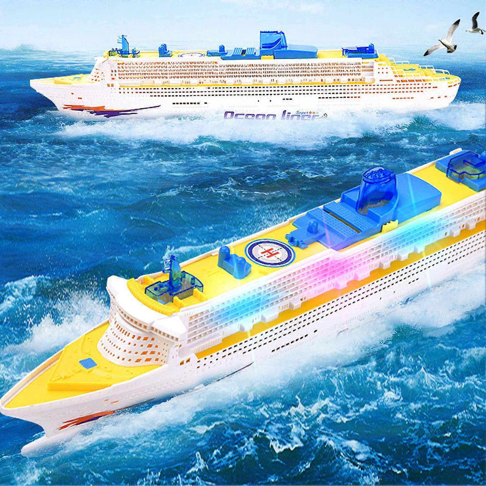 Kids Cruise Ship Model Sound Effects LED Light Universal Rotation Ocean Liner Boat Toy