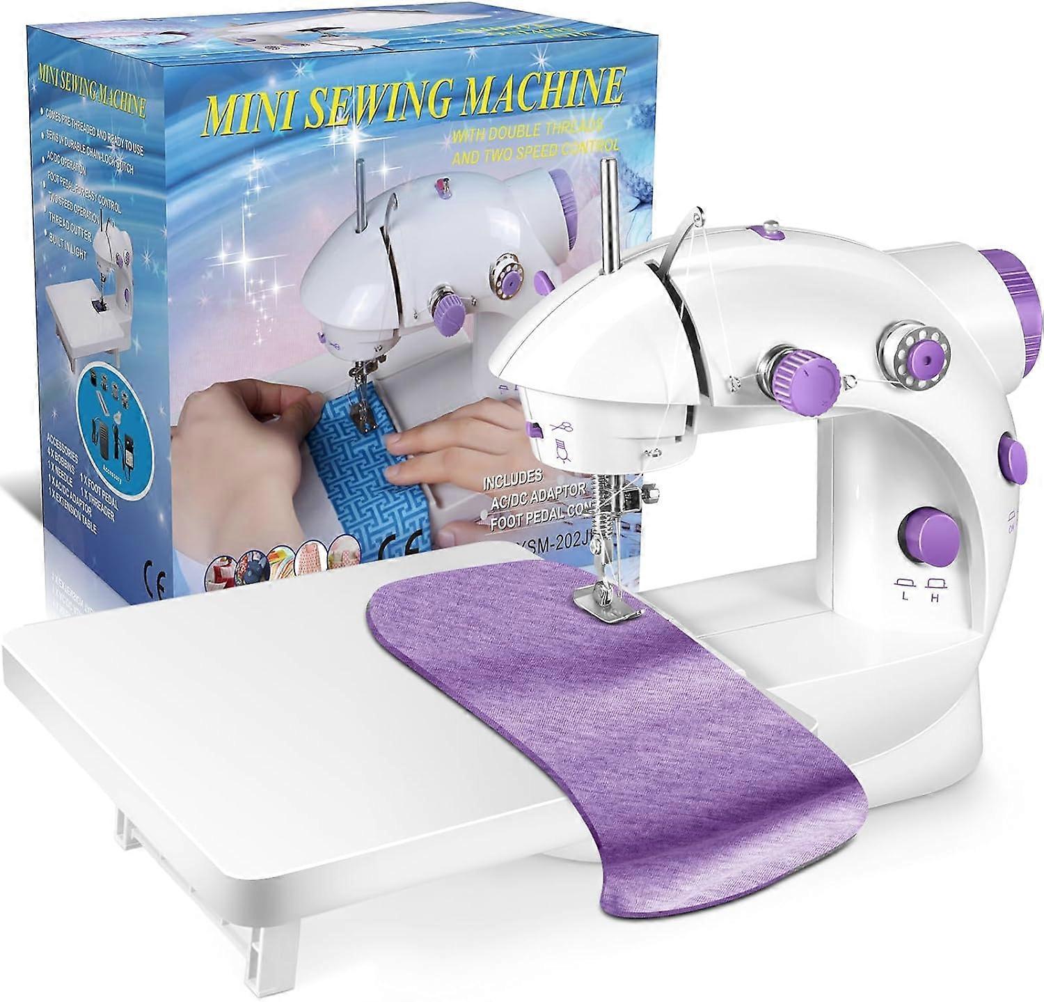 Machine à coudre avec table d’extension pliante, petite machine à coudre légère à double vitesse et intégrée, machine à coudre portable électrique pour débutants a