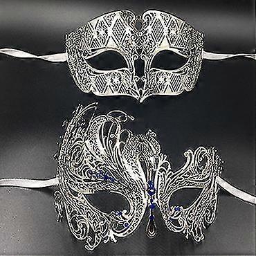 Gold Filigree Masquerade Mask Pair - Swan & Vampire Style For Couples, Costume Party 5 thumbnail image
