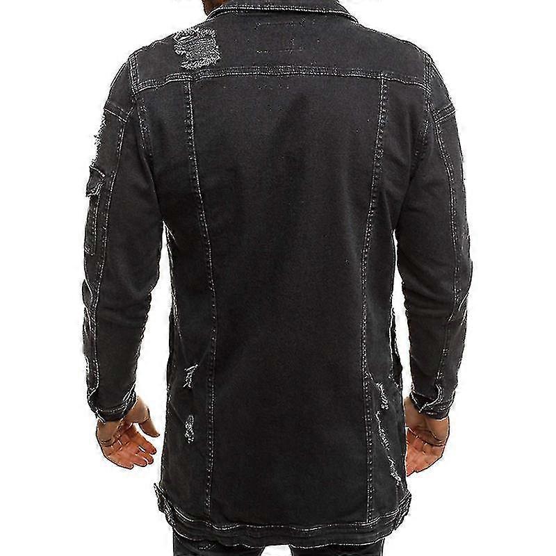 denim jakke lang menn denim revet jakke fasjonabel jakke for vår og høst