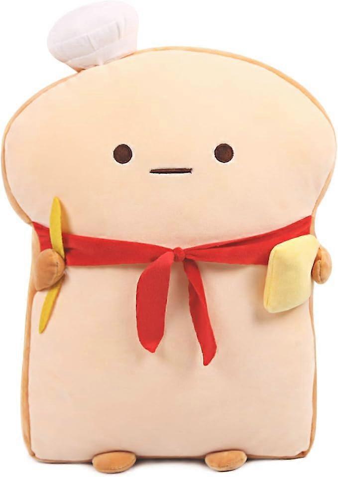 Funny Toast Sliced Bread Pillow,Bread Shape Plush Hugging Pillow with Red Scarf,Soft Toast Food Sofa Cushion for Home Decor,Plush Toy Gifts for Kids B