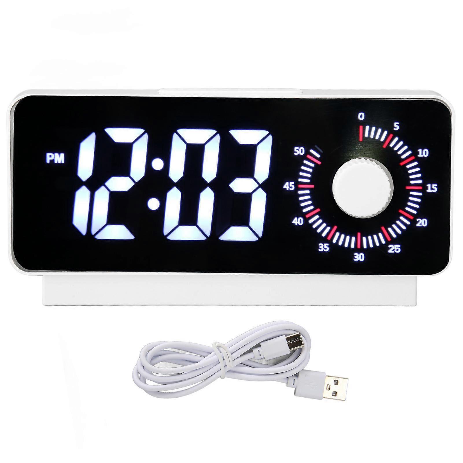 Digital Alarm Clock Multifunctional Dual Display Visual Time Manager Desktop Knob Electronic LED Countdown Clock
