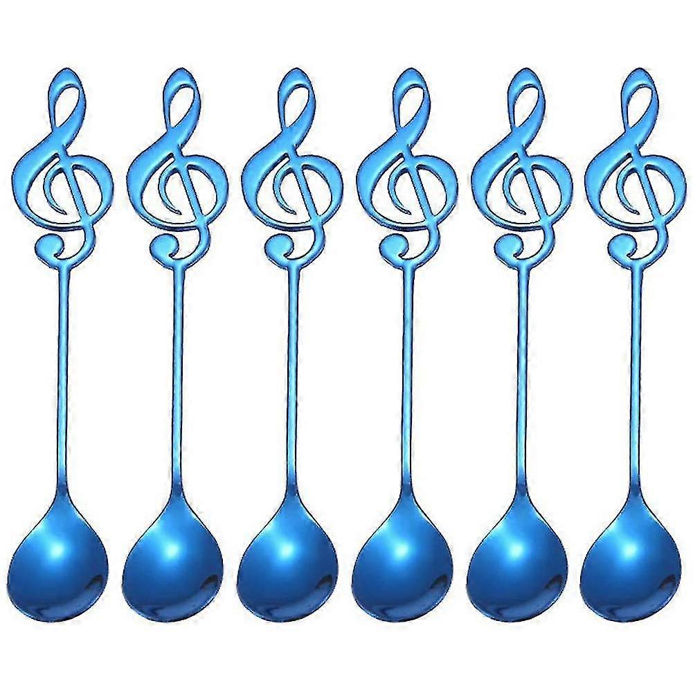 6pcs music teaspoon set mixing mixed decorative beverage spoon,e