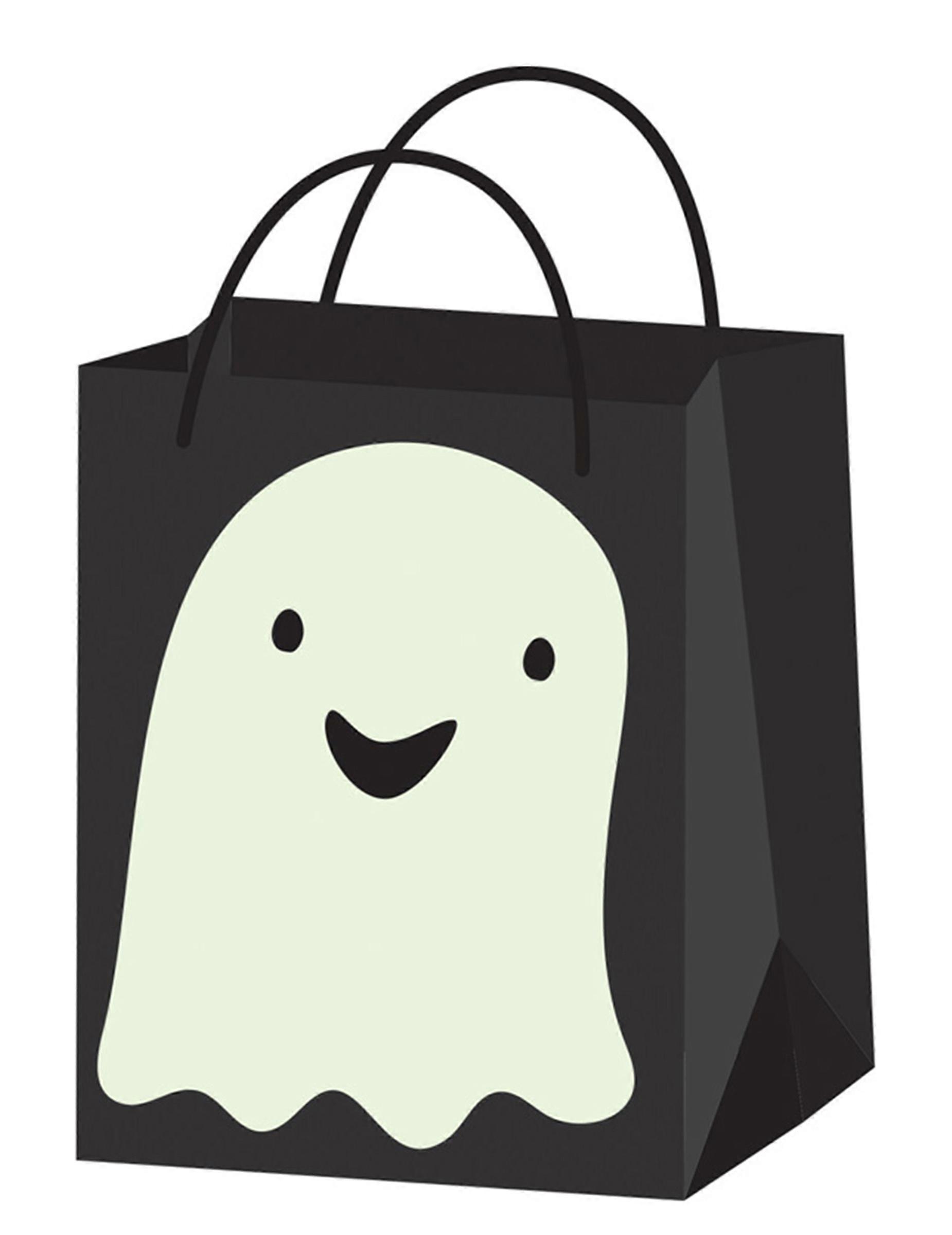 Phosphorescent ghost candy bag 22 cm
