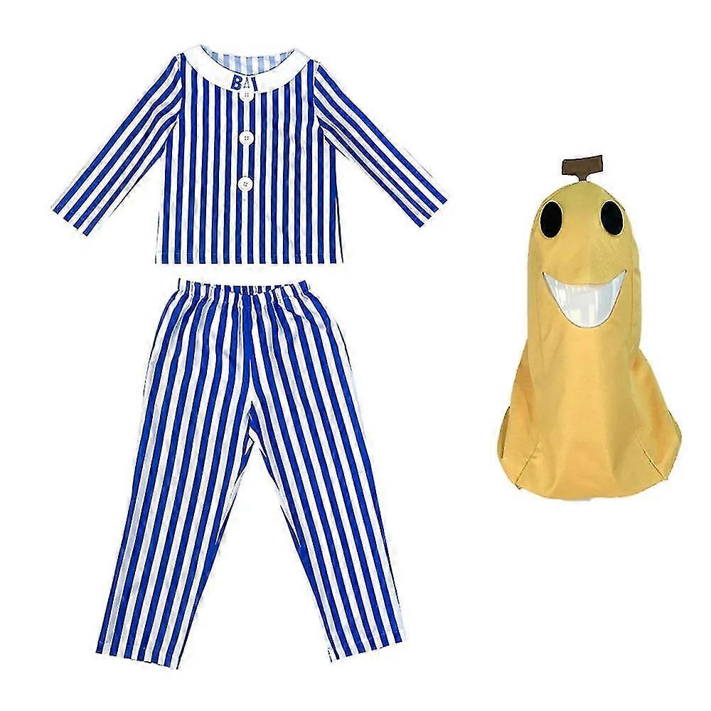 Felnőtt banán pizsamában jelmez kék fehér csíkos ingnadrág banánfejjel férfi női díszes ruha party jelmez Halloween legjobb választás