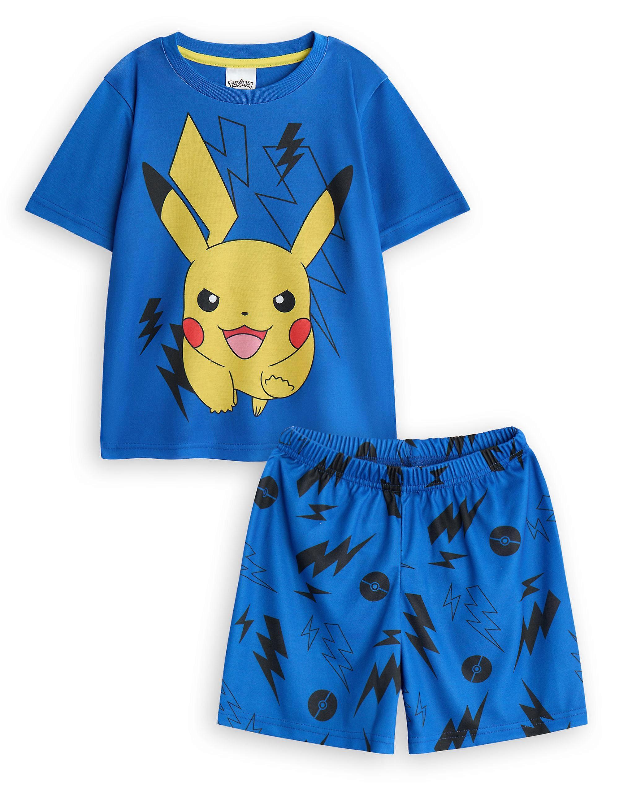 Pokemon Boys Short Sleeve Short Leg Pyjama Set Blue Pikachu