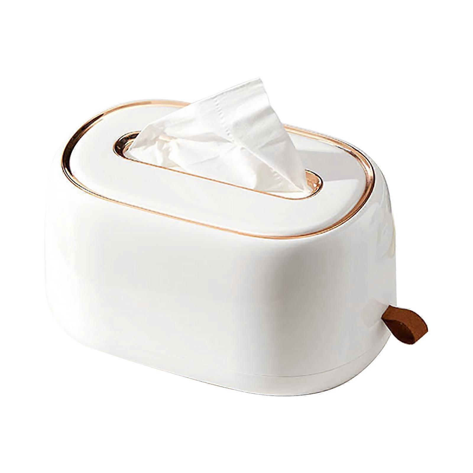 Tissue Box Holder With Spring Desktop Wall-mounted Tissue Box Cover Paper Towel Dispenser Paper Extraction Dispenser for Car Home Bathroom Bedroom Off