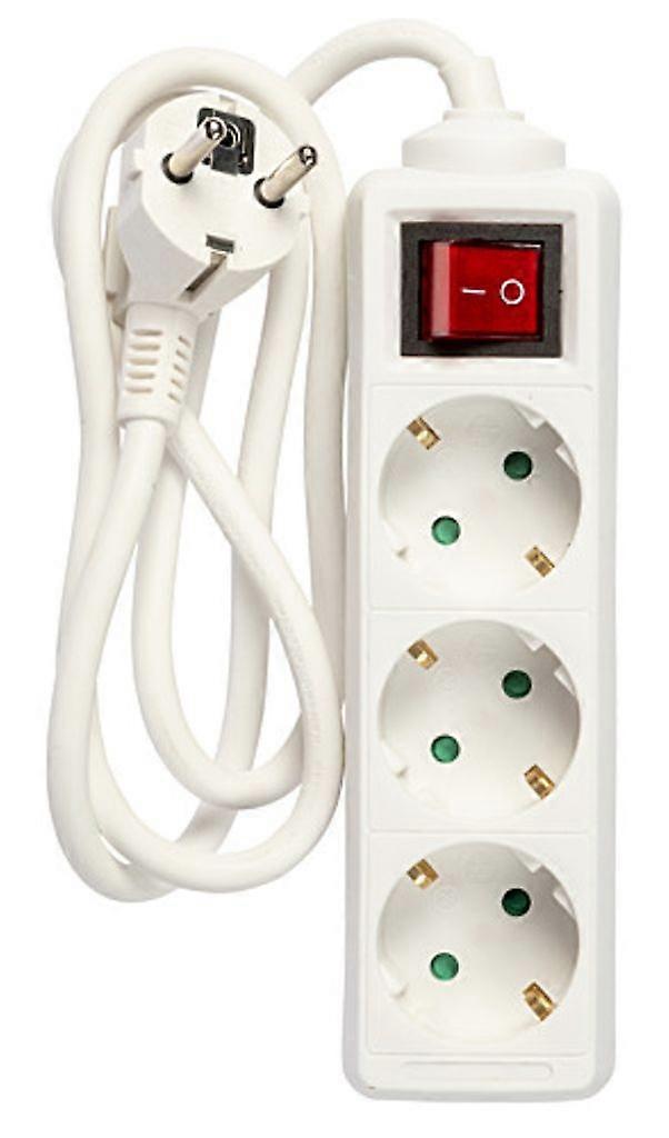 Electrical Socket 3-Way Plug with Switch and Ground, 1m
