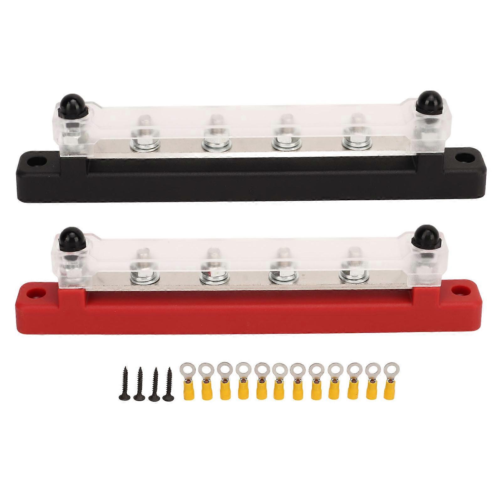 2PCS Battery Bus Bar Black Red DC12V to 48V 150A M6 Terminal 6 Stud for RV Car Ship Yacht Power System