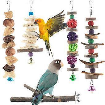 5pcs Rattan Ball Parrot Chewing Toy Colorful Cage Accessories Foraging Bite  Toy for Small Medium Birds Cockatiel