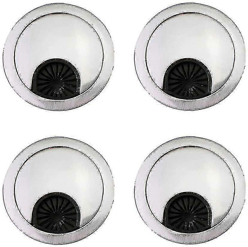 4 X 60mm Desk Table Grommet Cable Tidies Computer Desk Surface Port Hole Covers (brushed Chrome)