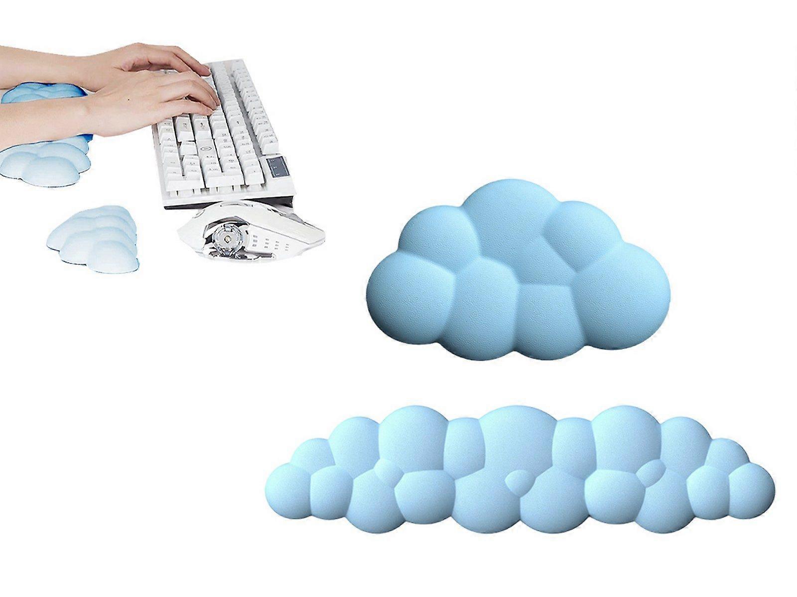 2Pcs Ergonomic Cloud Wrist Rest Keyboard Mouse Wrist Pad Wrist Support - Blue