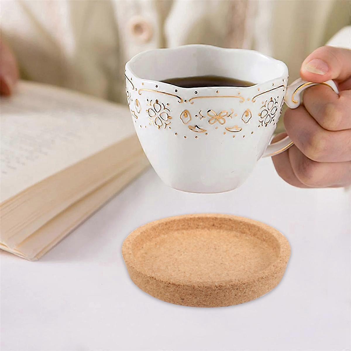 5 Pcs Cork Coaster for Beverage Coasters, Heat-Resistant Water Reusable Natural Round Coasters for