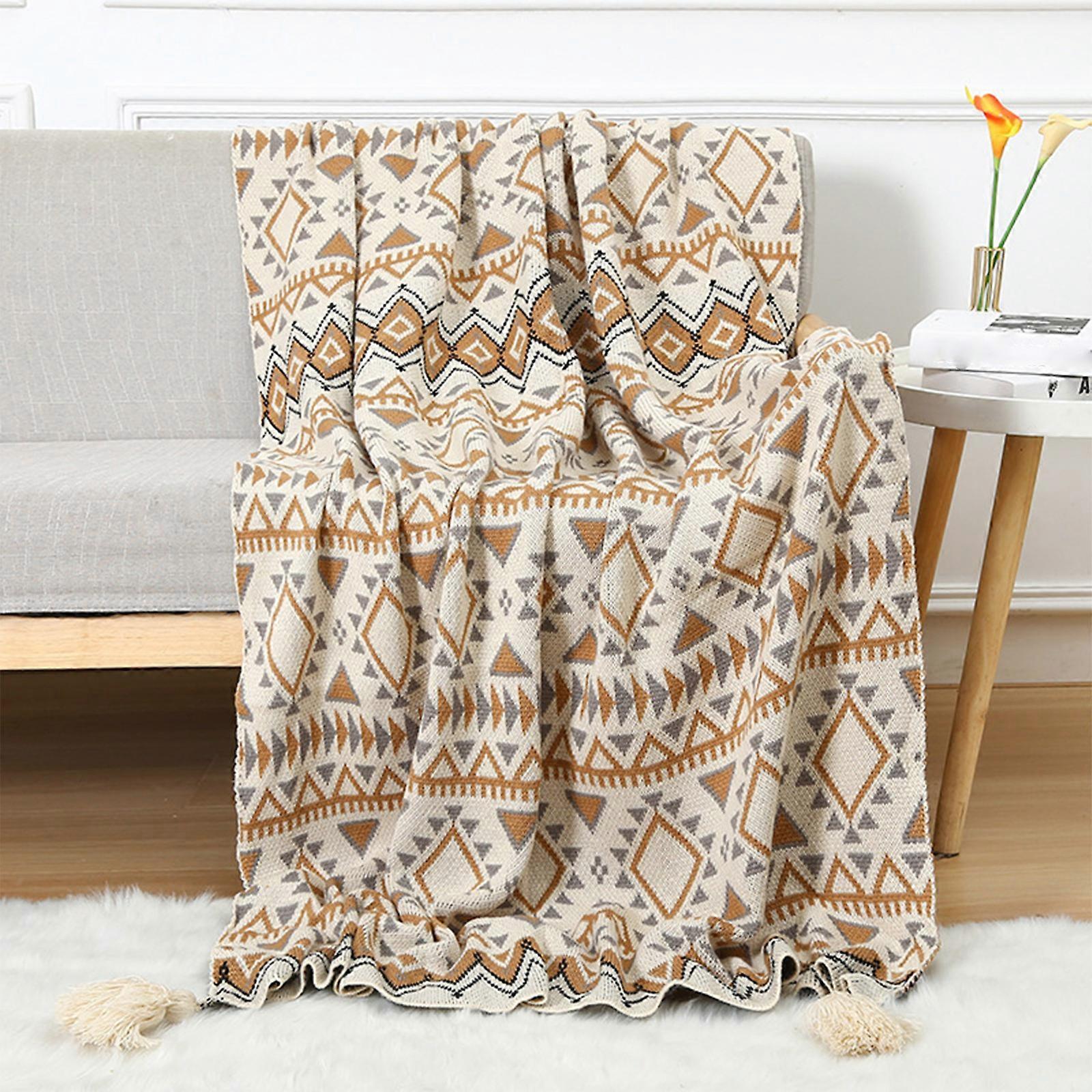 Summer Conditioning Blanket Knitted Blanket Tassel Sofa Blanket Small Blanket Bed End American Style Wool Nap Blanket FLYE1339