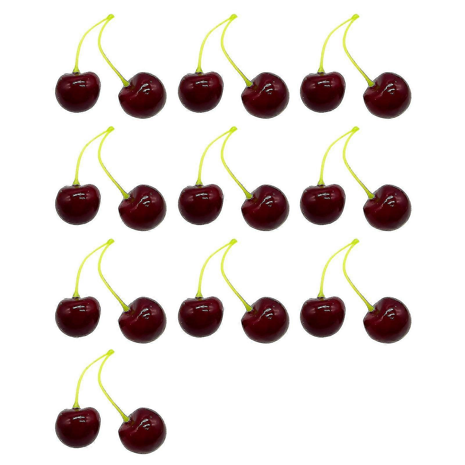 10pcs Artificial Cherry Foam Simulation Mini 3d Model Fruit Props Decoration