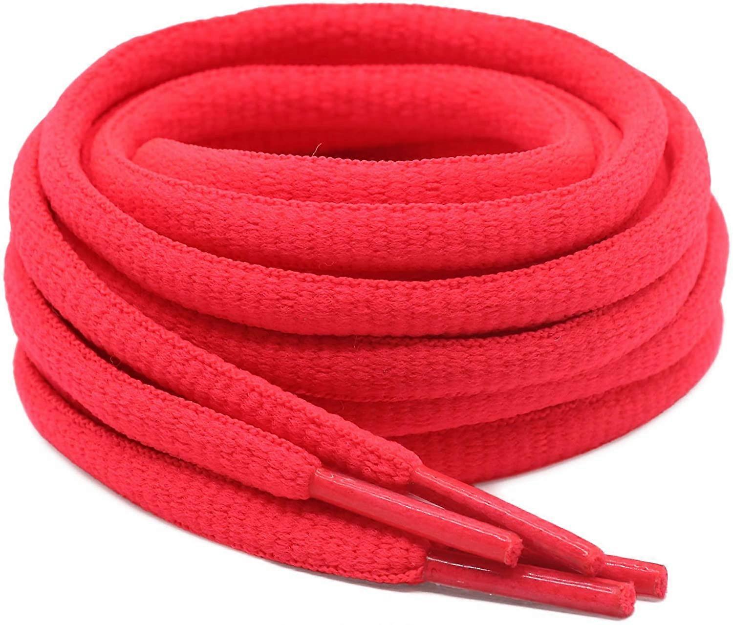 2 pairs of oval shoelaces with semi circular sports/running shoelaces, red, 60cm