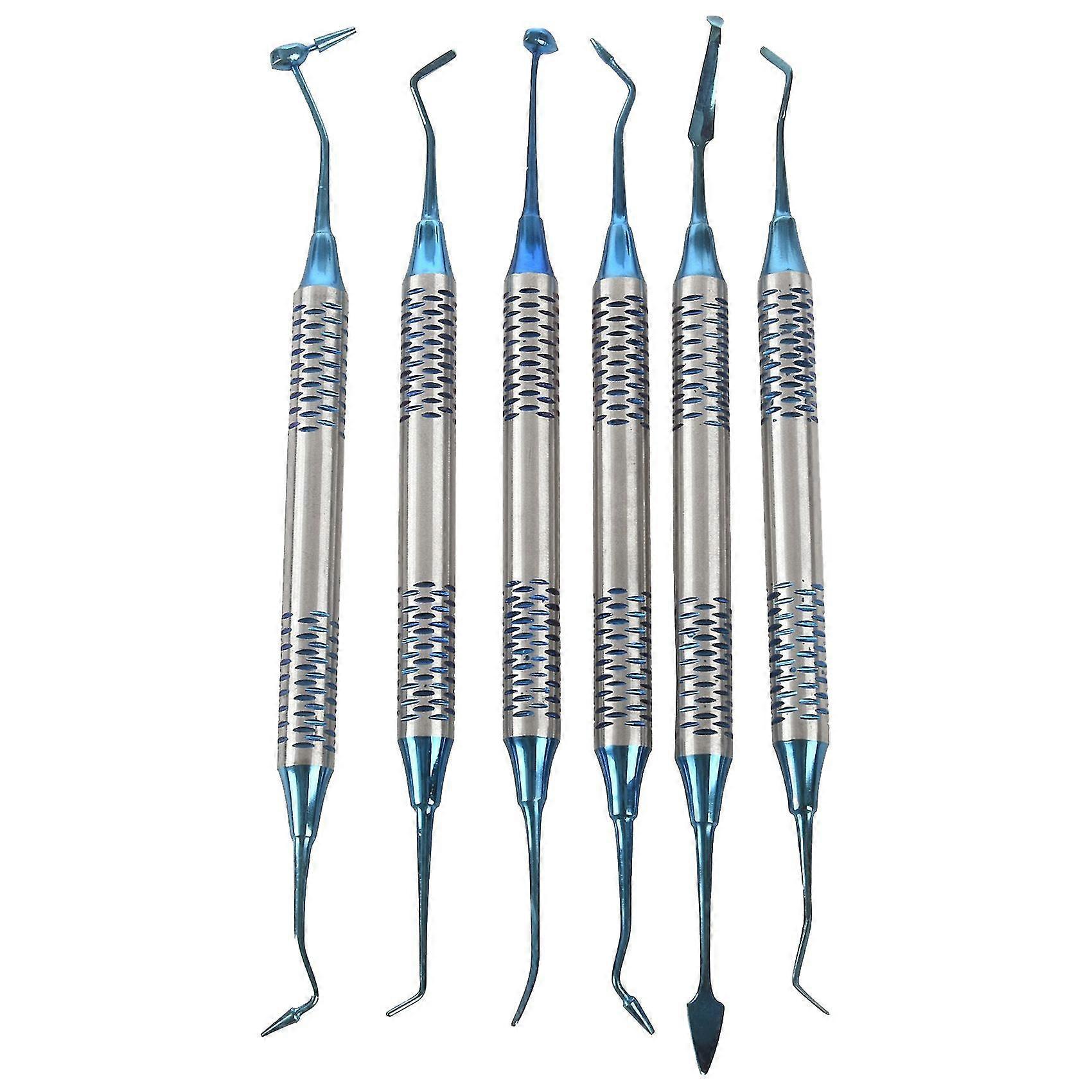 6 قطع الأسنان مركب الراتنج ملء ملعقة التيتانيوم مطلي رئيس راتنج حشو مجموعة سميكة مقبض بقية