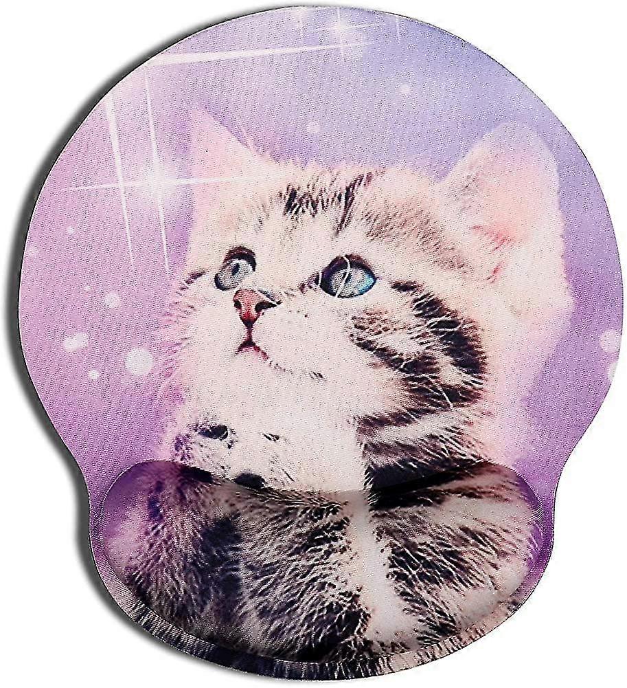 Ergonomic Memory Foam Mouse Pad With Hand Rest. Cat Pattern