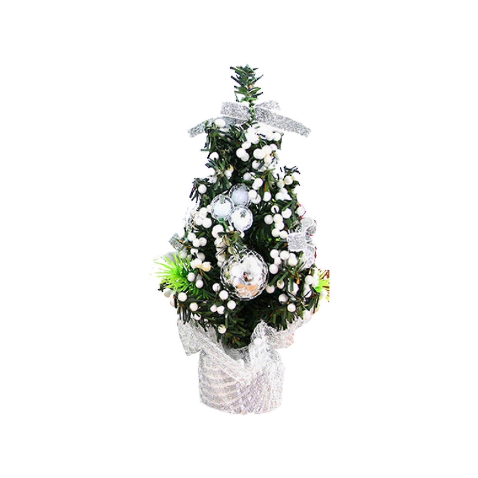 20cm Mini Christmas Tree Christmas Desktop Decoration White with White Particle Tree Material: PVC+Cloth