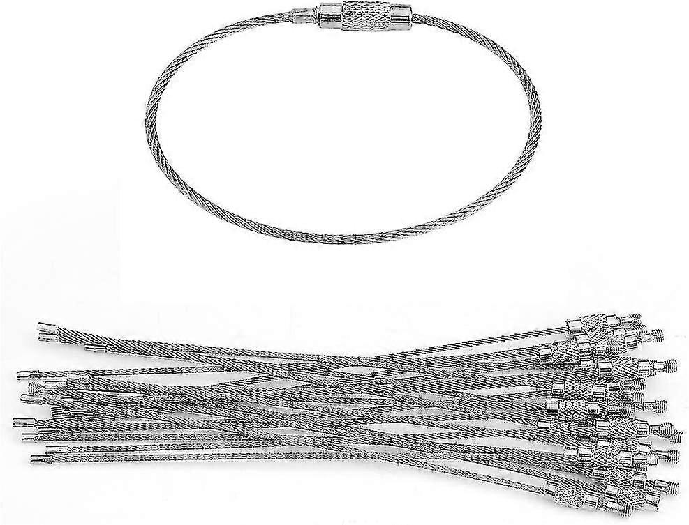 Pack Of 20 Wire Keychains Stainless Steel Wire Key Ring Loops With Screw Lock For Hanging Gift