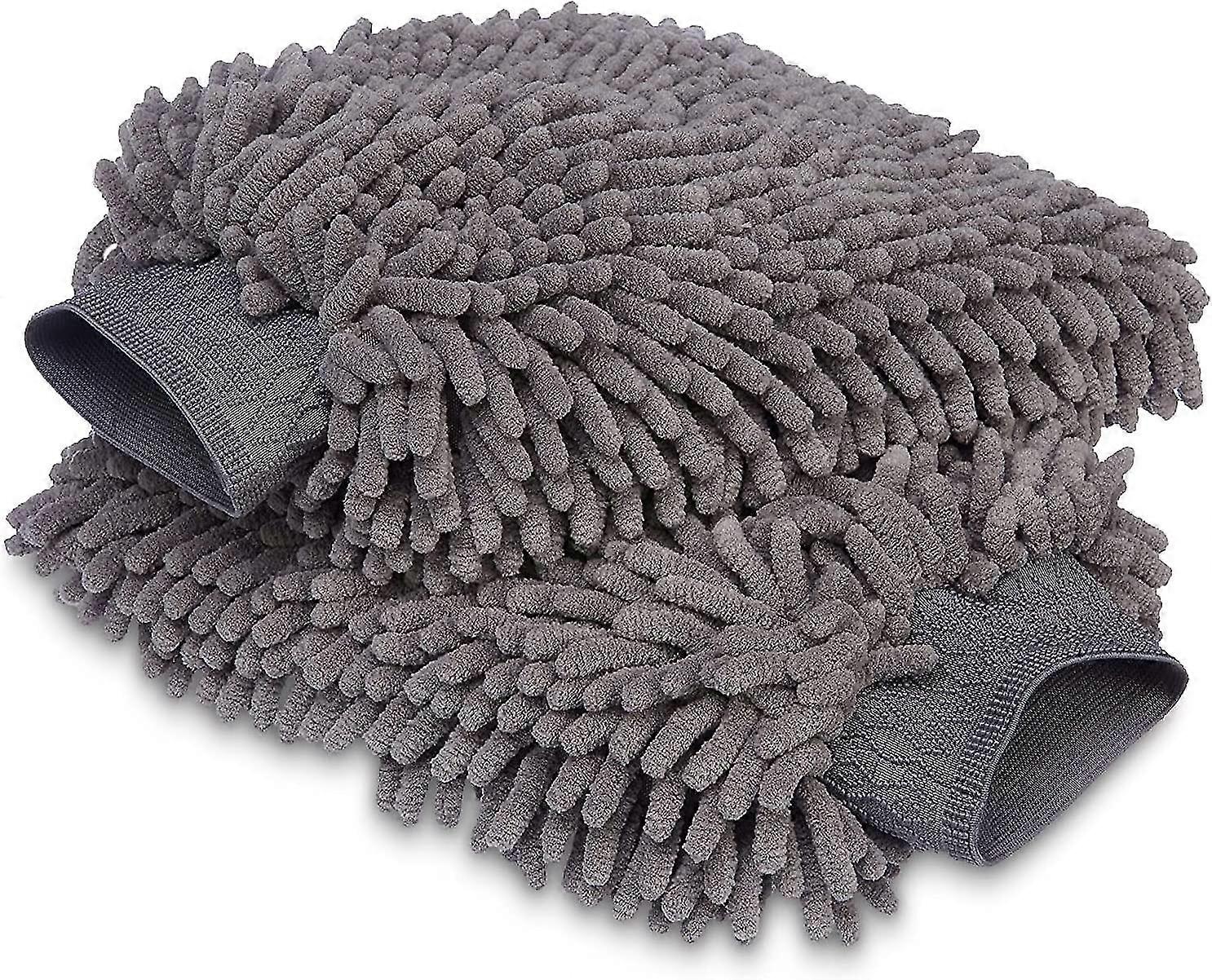 Deluxe Microfiber Car Wash Mitt (2 Pack-gray)
