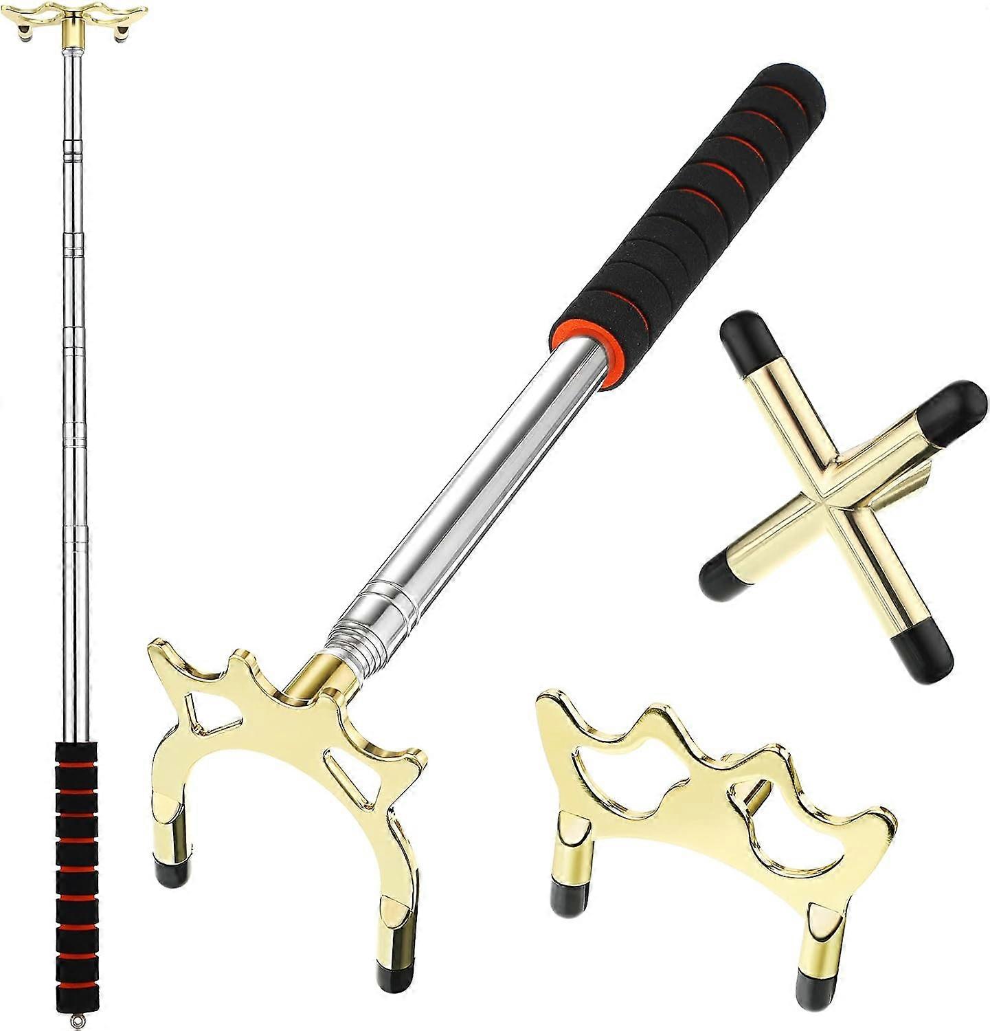 Retractable Billiard Cue Bridge Stick with 3 Pieces Detachable Brass Bridge Head, Billiard Cue Accessory for Billiard Table