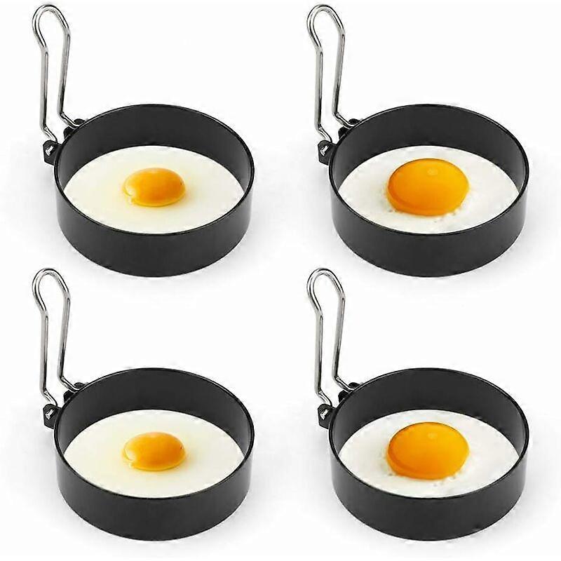Non-Stick Egg Rings, 4pcs Stainless Steel Round Egg Mold for Fried and Poac