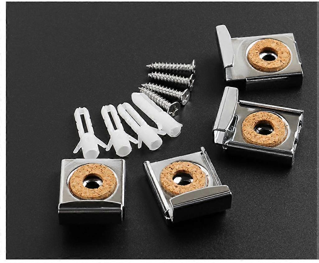 Frameless Glass Wall Mount Kit Mirror Wall Bracket, with 4 Sets of Pins and Screws, (Silver)