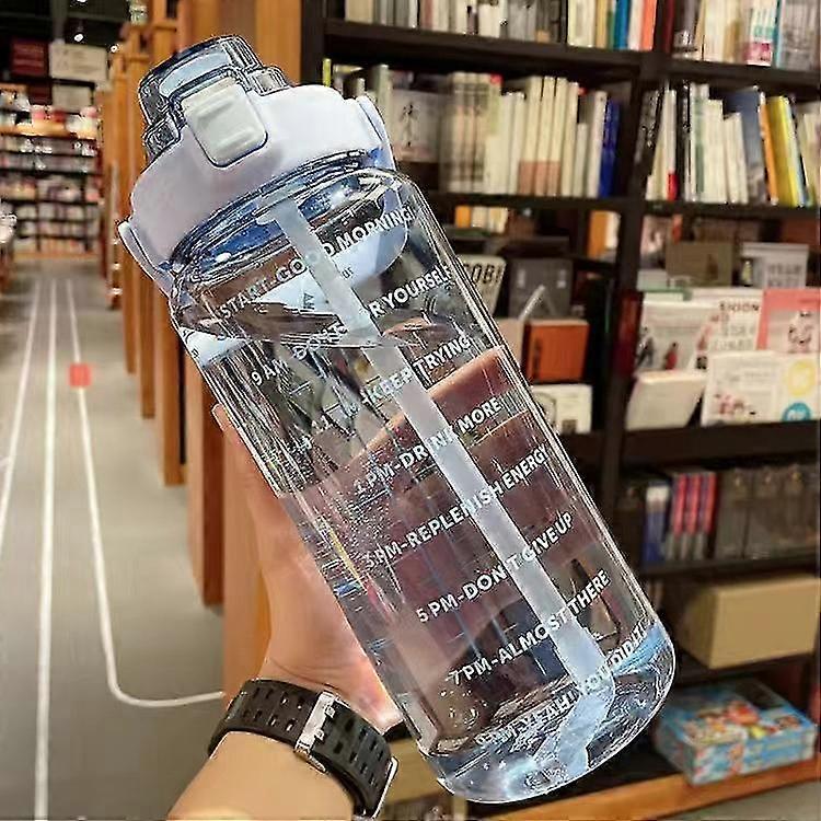 2000ml Water Bottle With Bounce Lid And Scale Water Jug Portable Drinking Bottle With Straw Sport Drink Mug