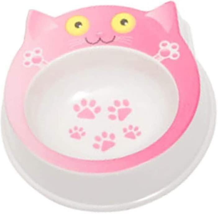 Pet Bowl, Pet Single Bowl Cute Face Cat Bowl, Melamine Cartoon Cat Face Pet Bowl, Dog And Cat Bowl Pet Accessories, Non-slip And Splashproof. (pink)
