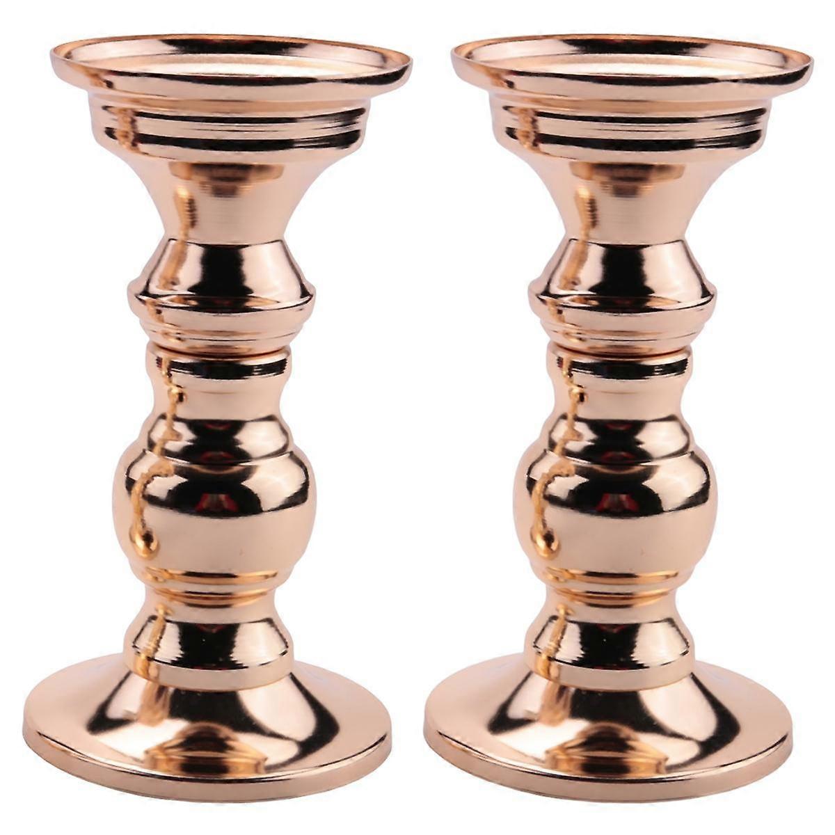 Set of 2 Candlestick Metal Pillar Candle Holders, Wedding Centerpieces Candlestick Holders for Cand