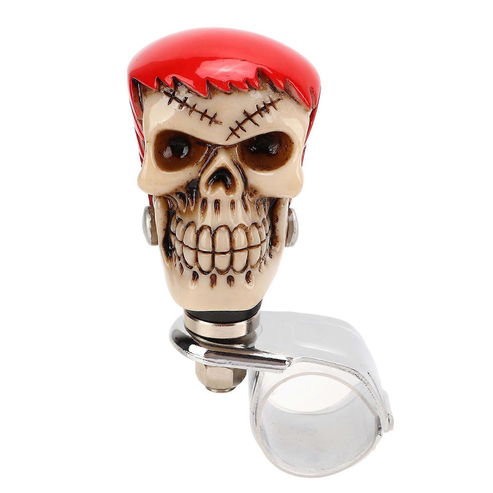 Schädel Lenkrad Knopf Auto Power Handle Spinner Knopf Universal für LKWs Traktoren Boote Rotes Haar Weißes Gesicht