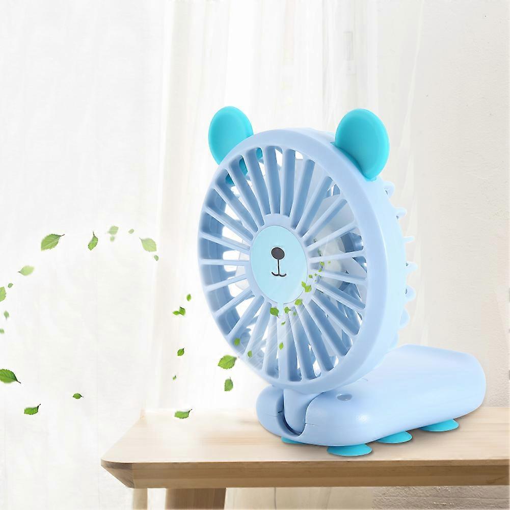 1Pc Mini Desktop Fan USB Rechargeable Small Nightlight Fans Wind Adjustable(Blue)